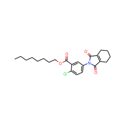 CCCCCCCCOC(=O)c1cc(N2C(=O)C3=C(CCCC3)C2=O)ccc1Cl ZINC000103293266