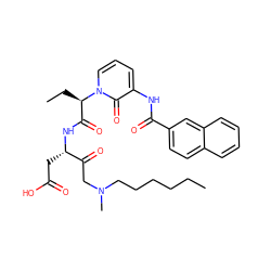 CCCCCCN(C)CC(=O)[C@H](CC(=O)O)NC(=O)[C@@H](CC)n1cccc(NC(=O)c2ccc3ccccc3c2)c1=O ZINC000028089519