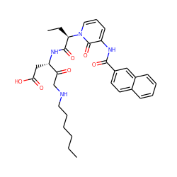 CCCCCCNCC(=O)[C@H](CC(=O)O)NC(=O)[C@@H](CC)n1cccc(NC(=O)c2ccc3ccccc3c2)c1=O ZINC000028022417