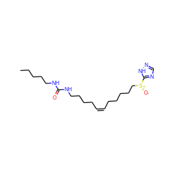 CCCCCNC(=O)NCCCC/C=C\CCCCC[S@@+]([O-])c1ncn[nH]1 ZINC000148883171