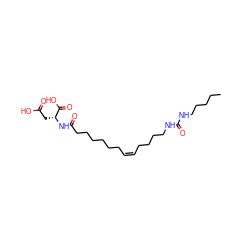 CCCCCNC(=O)NCCCC/C=C\CCCCCCC(=O)N[C@H](CC(=O)O)C(=O)O ZINC000219409395