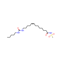 CCCCCNC(=O)NCCCC/C=C\CCCCCCC(=O)NS(C)(=O)=O ZINC000203750872