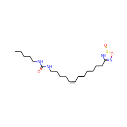 CCCCCNC(=O)NCCCC/C=C\CCCCCCC1=NO[S@@+]([O-])N1 ZINC000148874956