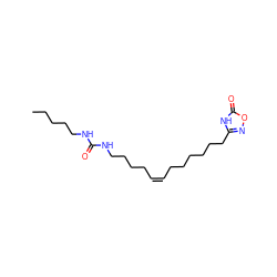 CCCCCNC(=O)NCCCC/C=C\CCCCCCc1noc(=O)[nH]1 ZINC000148876463