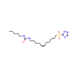 CCCCCNC(=O)NCCCC/C=C\CCCCCS(=O)(=O)c1ncn[nH]1 ZINC000148883819