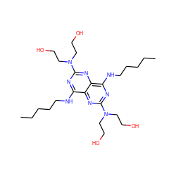 CCCCCNc1nc(N(CCO)CCO)nc2c(NCCCCC)nc(N(CCO)CCO)nc12 ZINC000028710658