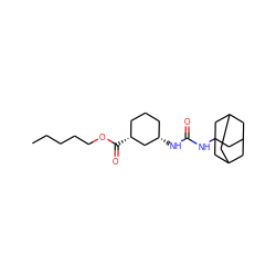 CCCCCOC(=O)[C@@H]1CCC[C@H](NC(=O)NC23CC4CC(CC(C4)C2)C3)C1 ZINC000059894592