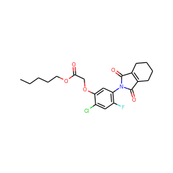 CCCCCOC(=O)COc1cc(N2C(=O)C3=C(CCCC3)C2=O)c(F)cc1Cl ZINC000001532105