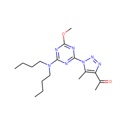 CCCCN(CCCC)c1nc(OC)nc(-n2nnc(C(C)=O)c2C)n1 ZINC000003622856