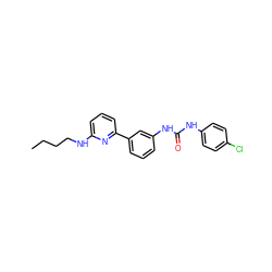 CCCCNc1cccc(-c2cccc(NC(=O)Nc3ccc(Cl)cc3)c2)n1 ZINC000299820597