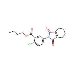 CCCCOC(=O)c1cc(N2C(=O)C3=C(CCCC3)C2=O)ccc1Cl ZINC000103272161