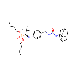 CCCCOP(=O)(OCCCC)[C@H](Nc1ccc(CNC(=O)NC23CC4CC(CC(C4)C2)C3)cc1)C(C)(C)C ZINC000473150237