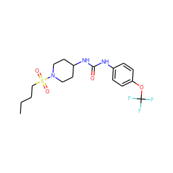 CCCCS(=O)(=O)N1CCC(NC(=O)Nc2ccc(OC(F)(F)F)cc2)CC1 ZINC000205444046