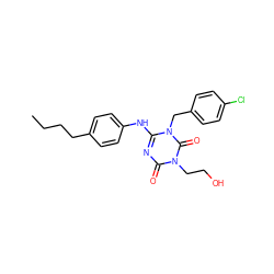 CCCCc1ccc(Nc2nc(=O)n(CCO)c(=O)n2Cc2ccc(Cl)cc2)cc1 ZINC000200529546
