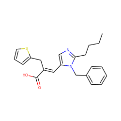 CCCCc1ncc(/C=C(\Cc2cccs2)C(=O)O)n1Cc1ccccc1 ZINC000029550718