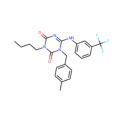 CCCCn1c(=O)nc(Nc2cccc(C(F)(F)F)c2)n(Cc2ccc(C)cc2)c1=O ZINC000143008555