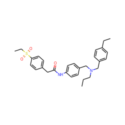 CCCN(Cc1ccc(CC)cc1)Cc1ccc(NC(=O)Cc2ccc(S(=O)(=O)CC)cc2)cc1 ZINC000103239343