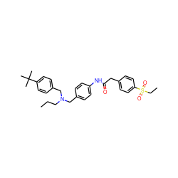 CCCN(Cc1ccc(NC(=O)Cc2ccc(S(=O)(=O)CC)cc2)cc1)Cc1ccc(C(C)(C)C)cc1 ZINC000103239345
