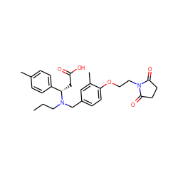 CCCN(Cc1ccc(OCCN2C(=O)CCC2=O)c(C)c1)[C@@H](CC(=O)O)c1ccc(C)cc1 ZINC000225187012