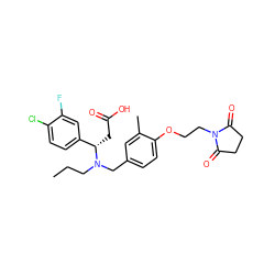 CCCN(Cc1ccc(OCCN2C(=O)CCC2=O)c(C)c1)[C@@H](CC(=O)O)c1ccc(Cl)c(F)c1 ZINC000207100064