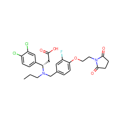 CCCN(Cc1ccc(OCCN2C(=O)CCC2=O)c(F)c1)[C@@H](CC(=O)O)c1ccc(Cl)c(Cl)c1 ZINC000220752667
