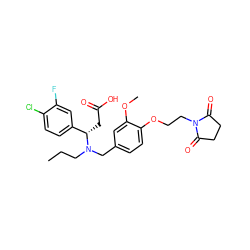 CCCN(Cc1ccc(OCCN2C(=O)CCC2=O)c(OC)c1)[C@@H](CC(=O)O)c1ccc(Cl)c(F)c1 ZINC000207269126