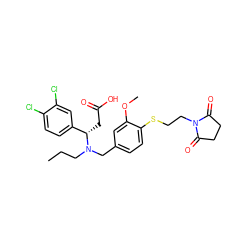 CCCN(Cc1ccc(SCCN2C(=O)CCC2=O)c(OC)c1)[C@@H](CC(=O)O)c1ccc(Cl)c(Cl)c1 ZINC000207254658