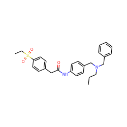 CCCN(Cc1ccccc1)Cc1ccc(NC(=O)Cc2ccc(S(=O)(=O)CC)cc2)cc1 ZINC000095921228