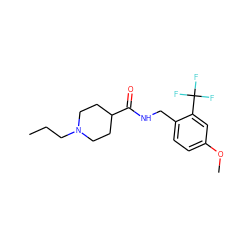 CCCN1CCC(C(=O)NCc2ccc(OC)cc2C(F)(F)F)CC1 ZINC001772583627