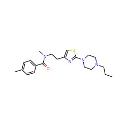 CCCN1CCN(c2nc(CCN(C)C(=O)c3ccc(C)cc3)cs2)CC1 ZINC000098082646