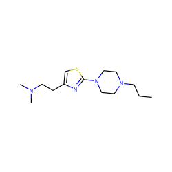 CCCN1CCN(c2nc(CCN(C)C)cs2)CC1 ZINC000098084908