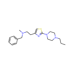 CCCN1CCN(c2nc(CCN(C)Cc3ccccc3)cs2)CC1 ZINC000098084905