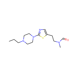 CCCN1CCN(c2ncc(CCN(C)C=O)s2)CC1 ZINC000040914561