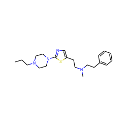 CCCN1CCN(c2ncc(CCN(C)CCc3ccccc3)s2)CC1 ZINC000098084607