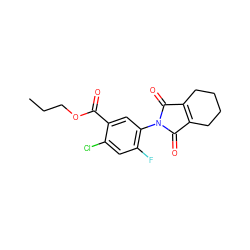 CCCOC(=O)c1cc(N2C(=O)C3=C(CCCC3)C2=O)c(F)cc1Cl ZINC000098083577