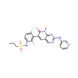 CCCS(=O)(=O)Nc1ccc(F)c(-c2cc3cnc(Nc4cccnc4)nc3n(C)c2=O)c1F ZINC000084604269
