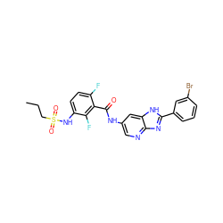 CCCS(=O)(=O)Nc1ccc(F)c(C(=O)Nc2cnc3nc(-c4cccc(Br)c4)[nH]c3c2)c1F ZINC000096937597