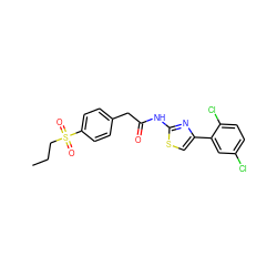 CCCS(=O)(=O)c1ccc(CC(=O)Nc2nc(-c3cc(Cl)ccc3Cl)cs2)cc1 ZINC000103235268