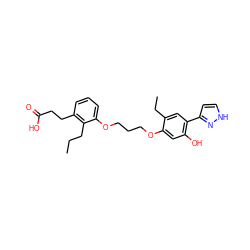 CCCc1c(CCC(=O)O)cccc1OCCCOc1cc(O)c(-c2cc[nH]n2)cc1CC ZINC000013738051