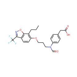 CCCc1c(OCCCN(C=O)c2ccc(CC(=O)O)cc2)ccc2c(C(F)(F)F)noc12 ZINC000038157668