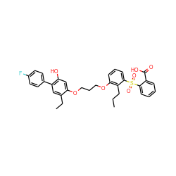 CCCc1c(OCCCOc2cc(O)c(-c3ccc(F)cc3)cc2CC)cccc1S(=O)(=O)c1ccccc1C(=O)O ZINC000027517717