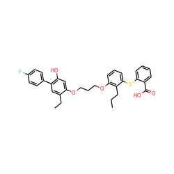 CCCc1c(OCCCOc2cc(O)c(-c3ccc(F)cc3)cc2CC)cccc1Sc1ccccc1C(=O)O ZINC000027517718