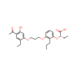 CCCc1c(OCCCOc2cc(O)c(C(C)=O)cc2CC)cccc1O[C@@H](CC)C(=O)O ZINC000034751160