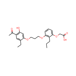 CCCc1c(OCCCOc2cc(O)c(C(C)=O)cc2CC)cccc1OCC(=O)O ZINC000036189745
