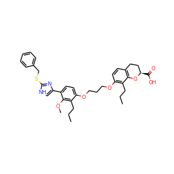 CCCc1c(OCCCOc2ccc(-c3c[nH]c(SCc4ccccc4)n3)c(OC)c2CCC)ccc2c1O[C@H](C(=O)O)CC2 ZINC000004781357