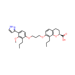 CCCc1c(OCCCOc2ccc(-c3cc[nH]n3)c(OC)c2CCC)ccc2c1O[C@H](C(=O)O)CC2 ZINC000003799084