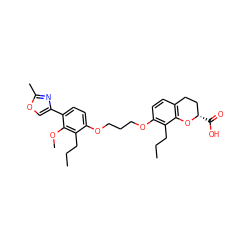 CCCc1c(OCCCOc2ccc(-c3coc(C)n3)c(OC)c2CCC)ccc2c1O[C@@H](C(=O)O)CC2 ZINC000013740553