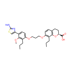 CCCc1c(OCCCOc2ccc(-c3csc(N)n3)c(OC)c2CCC)ccc2c1O[C@H](C(=O)O)CC2 ZINC000003927577