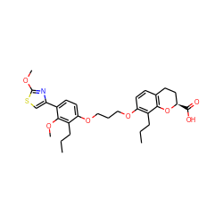 CCCc1c(OCCCOc2ccc(-c3csc(OC)n3)c(OC)c2CCC)ccc2c1O[C@H](C(=O)O)CC2 ZINC000003927578