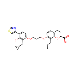CCCc1c(OCCCOc2ccc(-c3cscn3)c(OC)c2CC2CC2)ccc2c1O[C@H](C(=O)O)CC2 ZINC000003927574